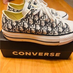 Converse Black and White Sneakers with Monogram Design